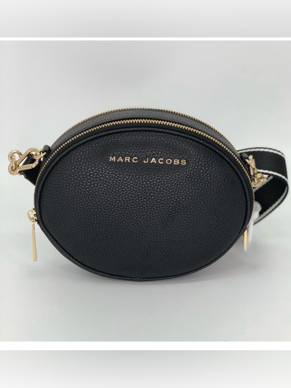 Marc Jacobs Black Pebbled Oval Crossbody with Gold Hardware
